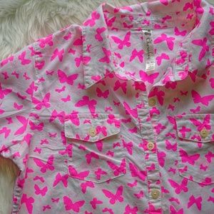 3/$12 🔴 Girls Cherokee Butterfly button up